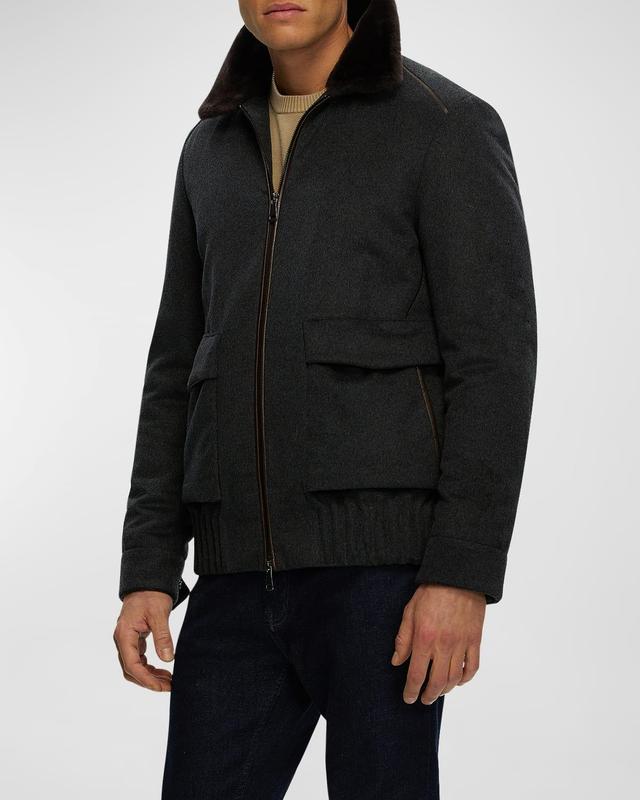 Mens Select Fabric Jacket with Merino Shearling Lamb Collar Product Image