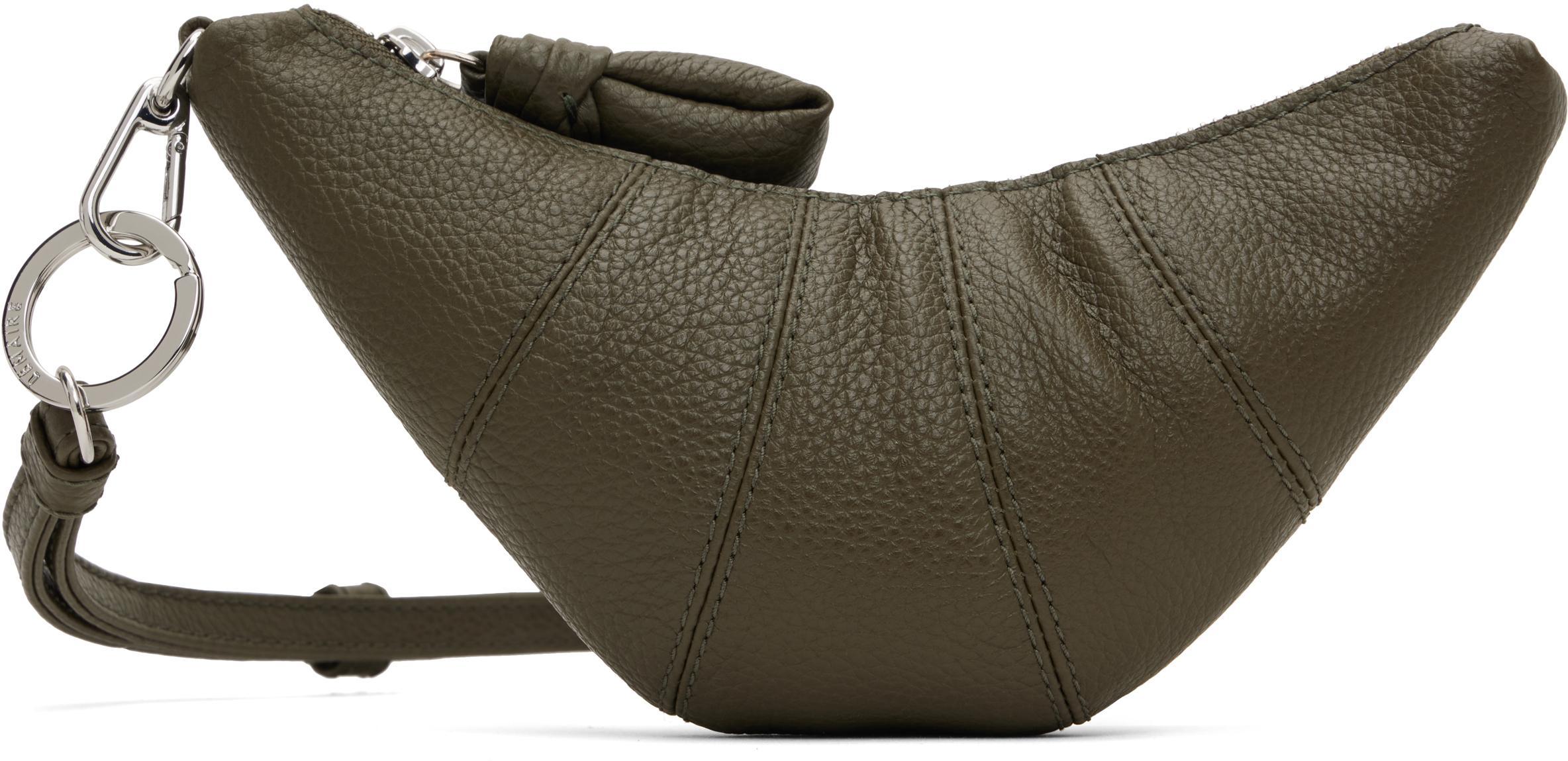 LEMAIRE Khaki Crossbody Croissant Coin Pouch In Gr667 Dark Moss Product Image