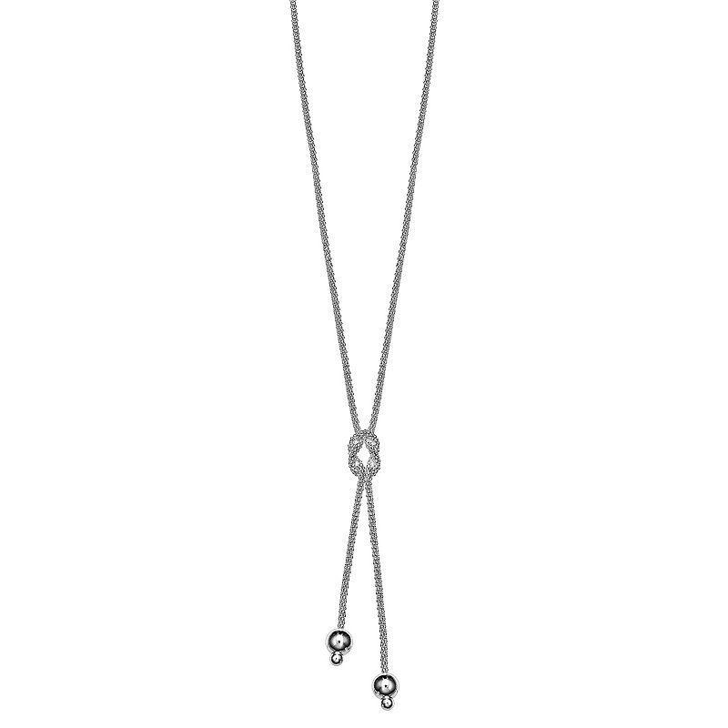 Sterling Silver Popcorn Chain Lariat Necklace, Womens Product Image