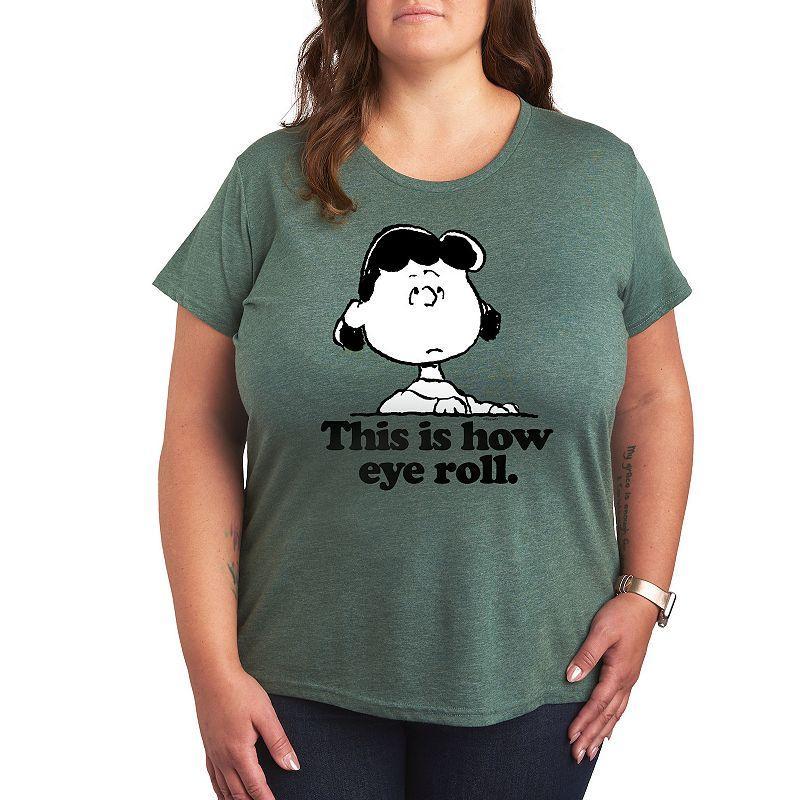 Plus Peanuts Lucy This Is How Eye Roll Graphic Tee, Womens Med Grey Product Image