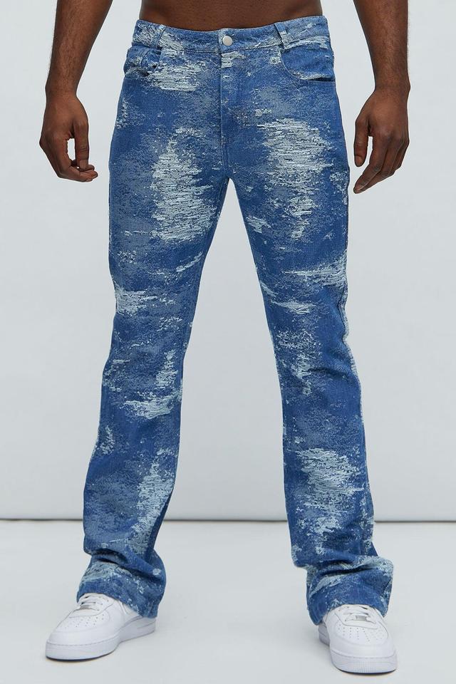 Cloud 9 Textured Stacked Slim Flare Jeans - Light Blue Product Image