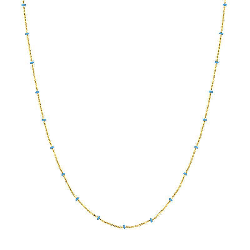 Color Romance 14k Gold Enamel Color Accent Saturn Chain Necklace, Womens Light Blue Product Image