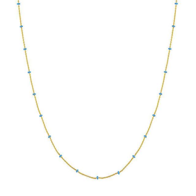 Color Romance 14k Gold Enamel Color Accent Saturn Chain Necklace, Womens Light Blue Product Image