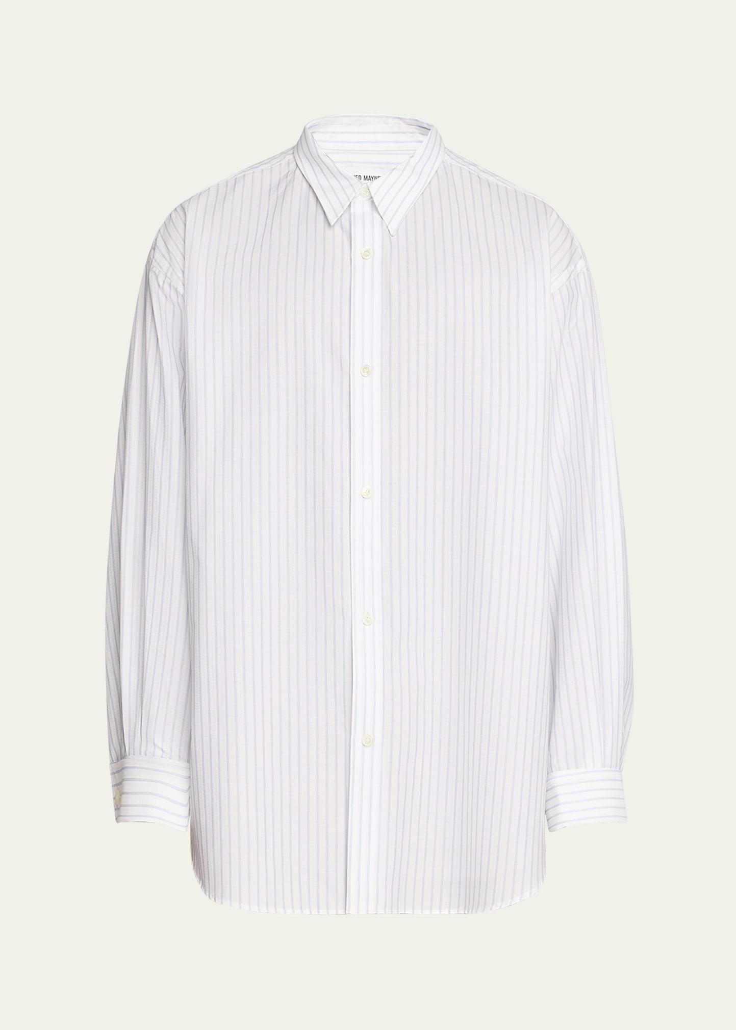 Mens Pinstripe Poplin Oversized Sport Shirt Product Image