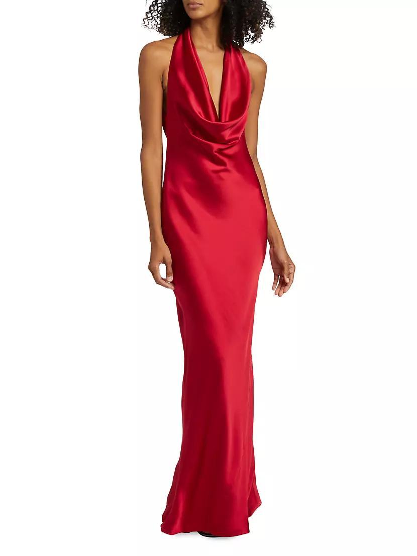 Cowl-Neck Satin Gown Product Image