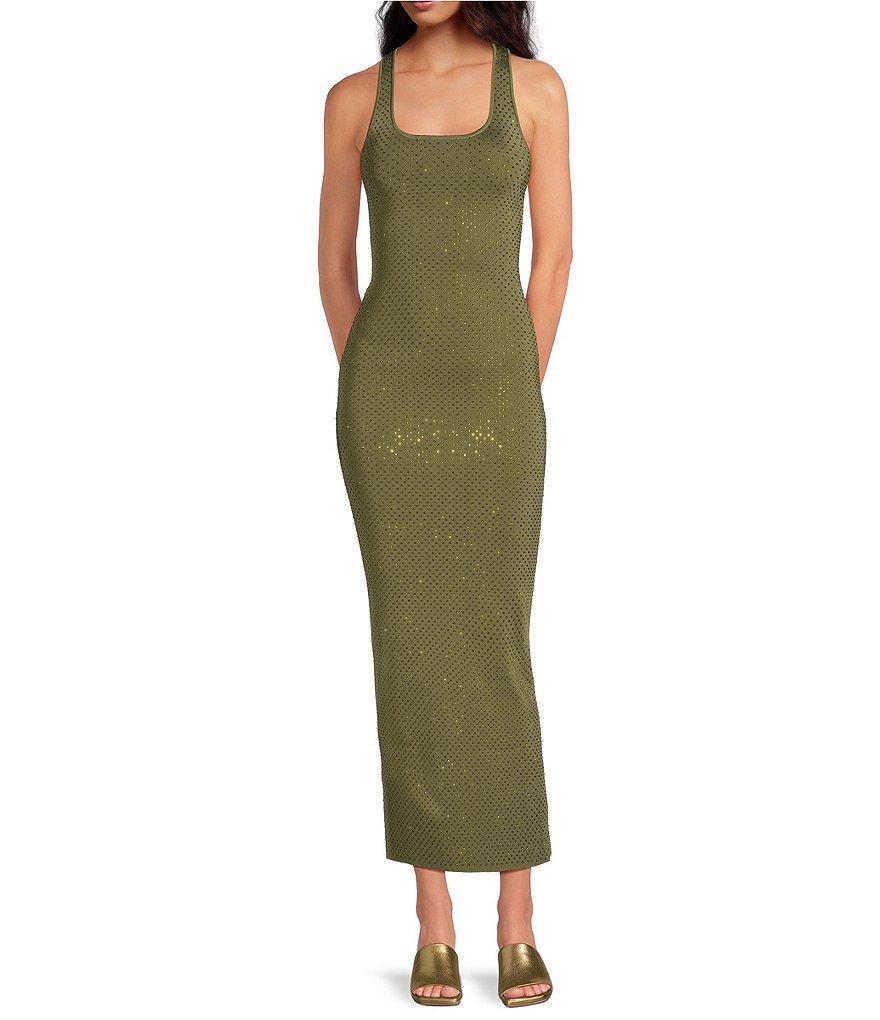 RONNY KOBO Agathe Knit Scoop Neck Sleeveless Rhinestone Detail Maxi Dress Product Image