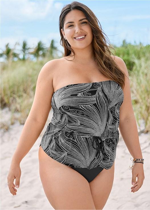 Bandeau Tie Blouson Tankini Top Product Image