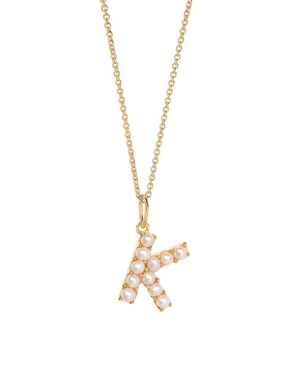 Womens Bridget Initial 14K-Gold-Plated & Freshwater Pearl Necklace Product Image