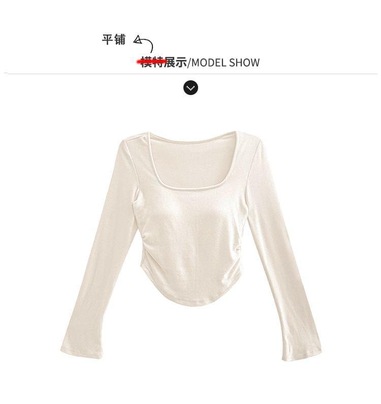 Boatneck Long-Sleeve Skinny Crop Tee Product Image