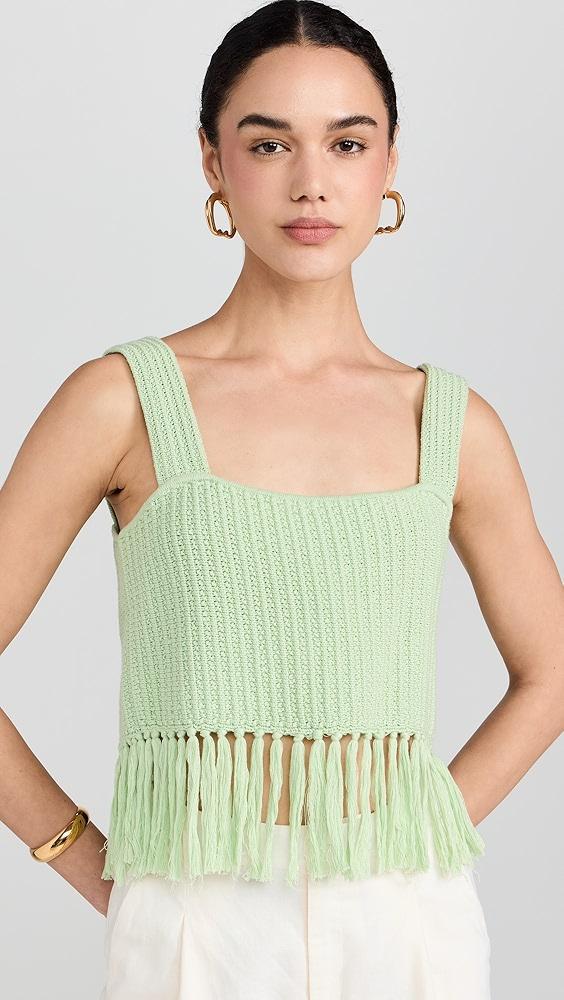 KITRI Roxanna Pistachio Crochet Knit Top | Shopbop Product Image