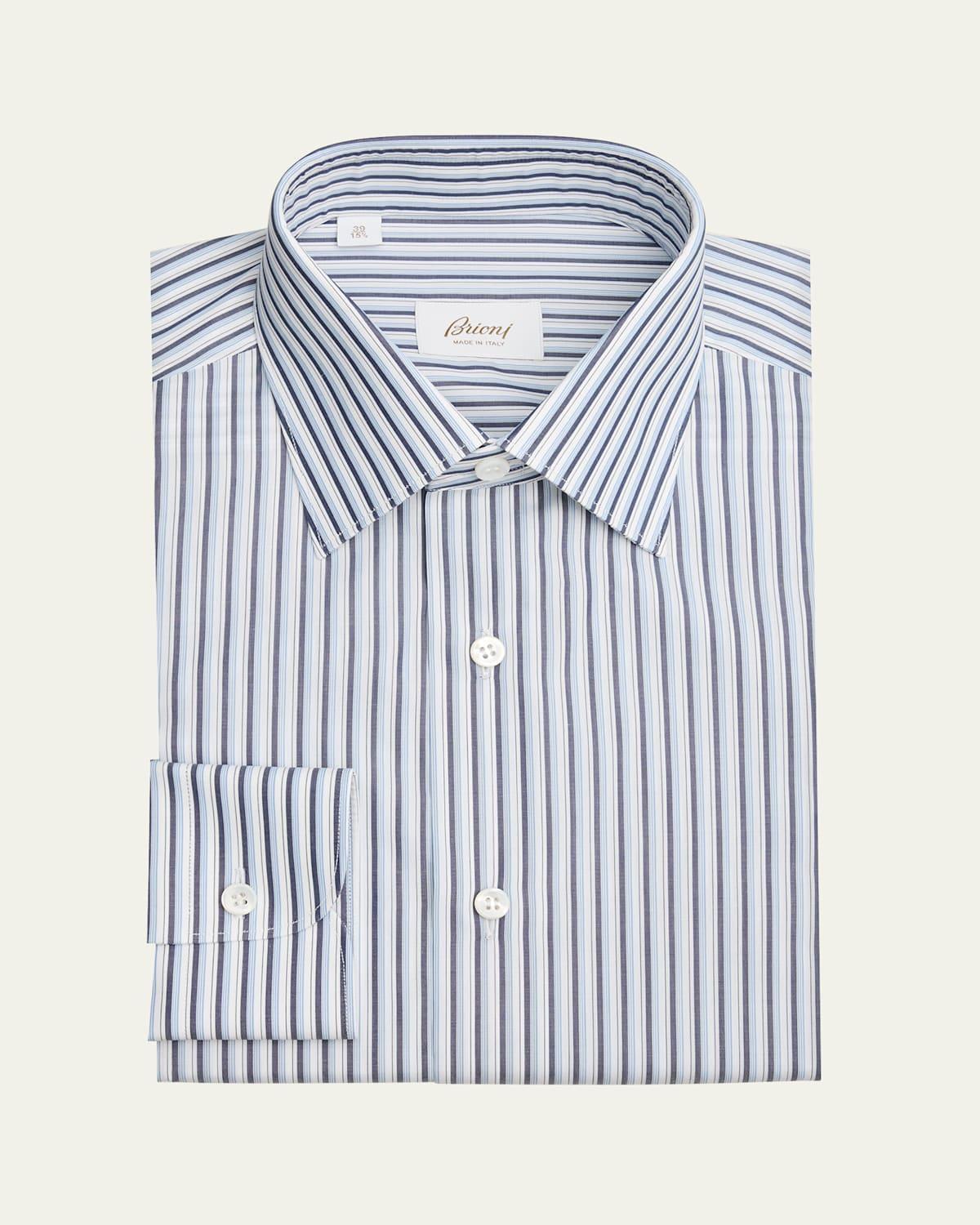 Mens Cotton Multi-Stripe Dress Shirt Product Image