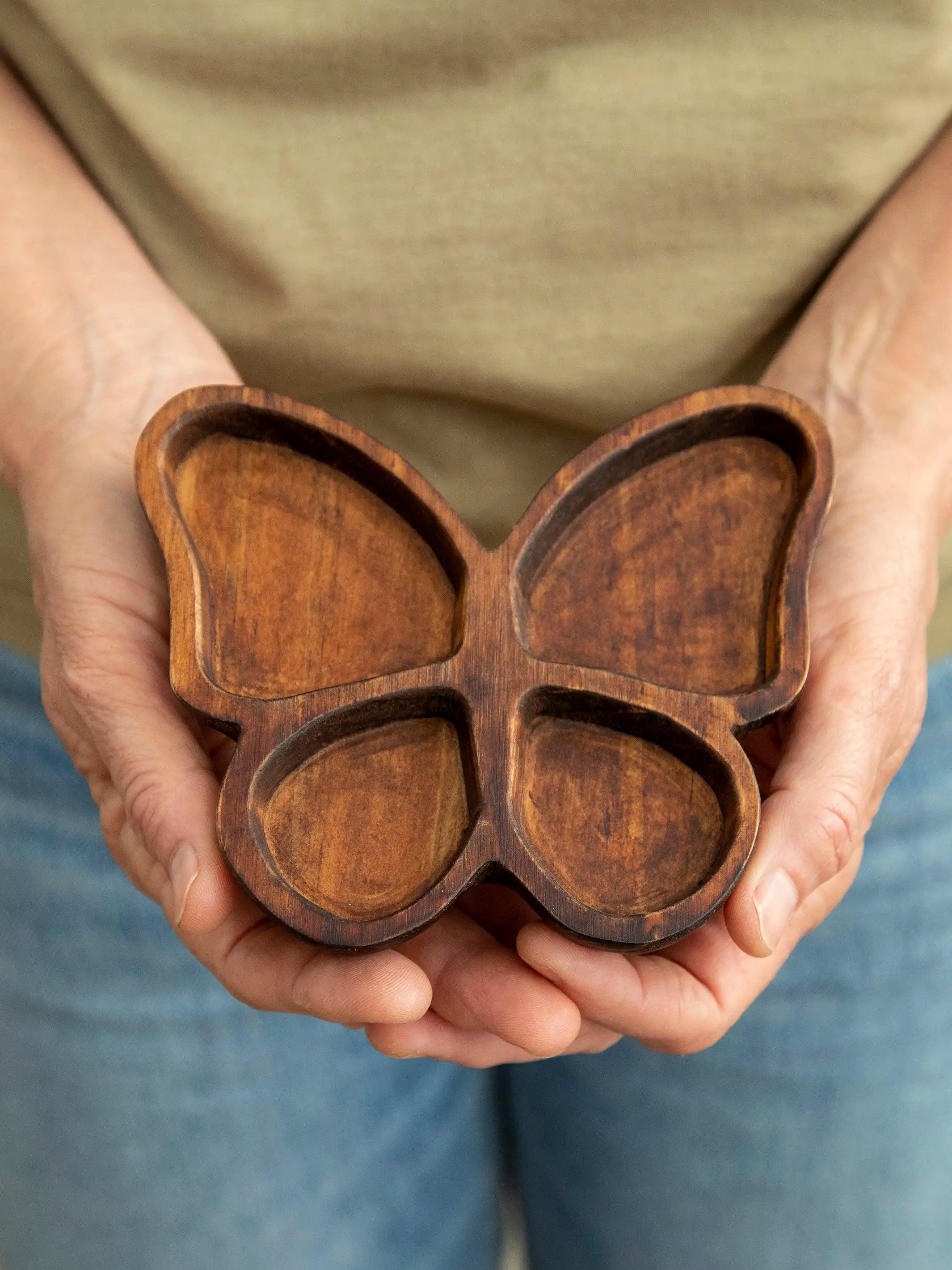 Carved Wood Trinket Dish - Butterfly Product Image