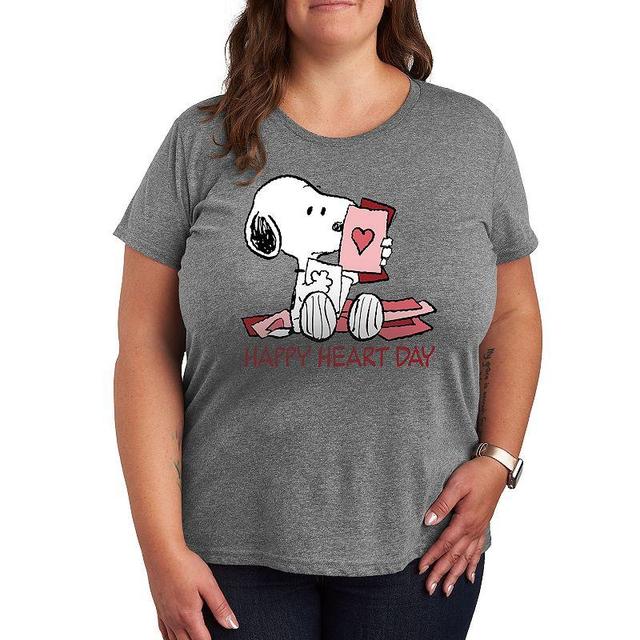 Plus Peanuts Snoopy Happy Heart Day Graphic Tee, Womens Product Image