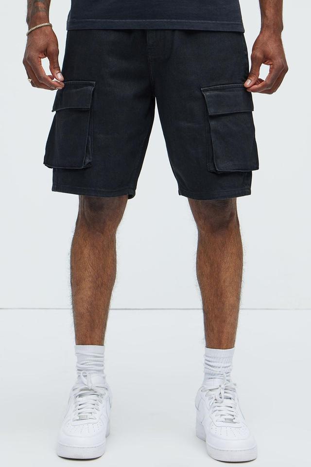 Waxy Relaxed Cargo Shorts - Black Product Image