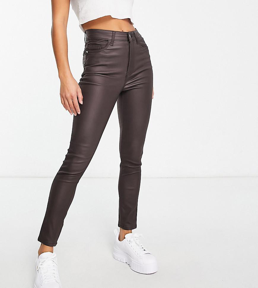 New Look Petite coated skinny jean in brown Product Image