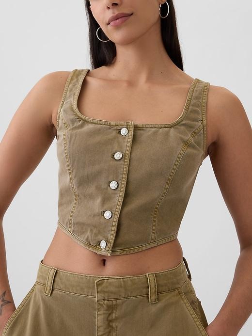 Structured Twill Cropped Corset Tank Product Image