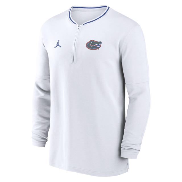 Jordan Mens White Florida Gators 2024 Sideline Coach Performance Half-Zip Long Sleeve Top - White Product Image