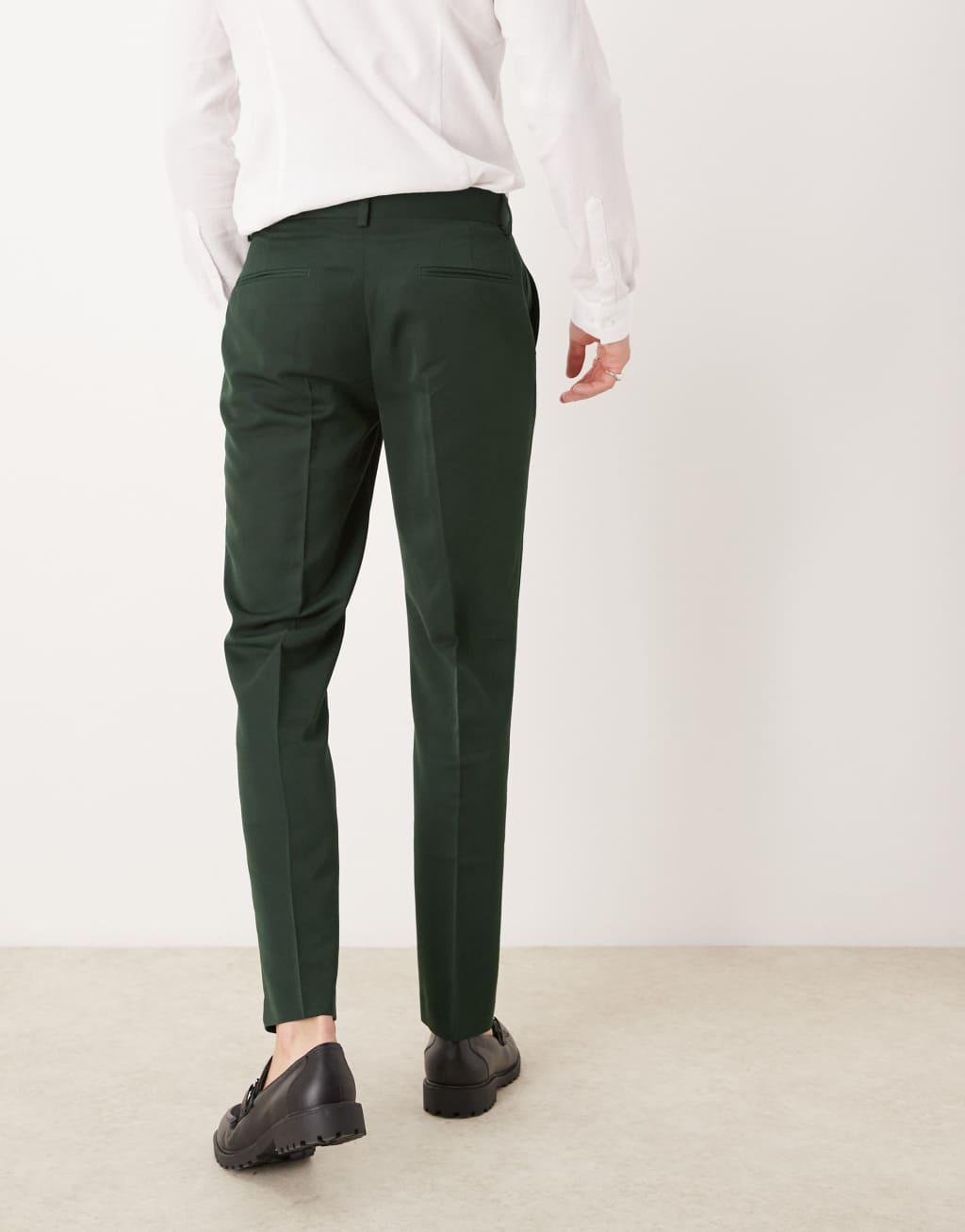 ASOS DESIGN smart slim fit pants in dark green Product Image