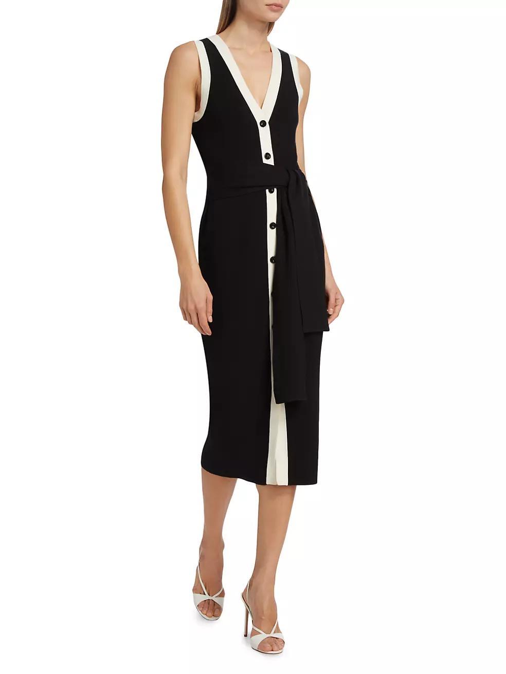 Victoria Tipped Tie-Waist Midi-Dress Product Image