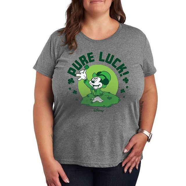 Disneys Mickey Mouse Plus Pure Luck Graphic Tee, Womens Med Grey Product Image