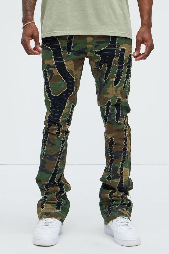 Stay Ready Stitched Slim Flare Pants - Camouflage Product Image