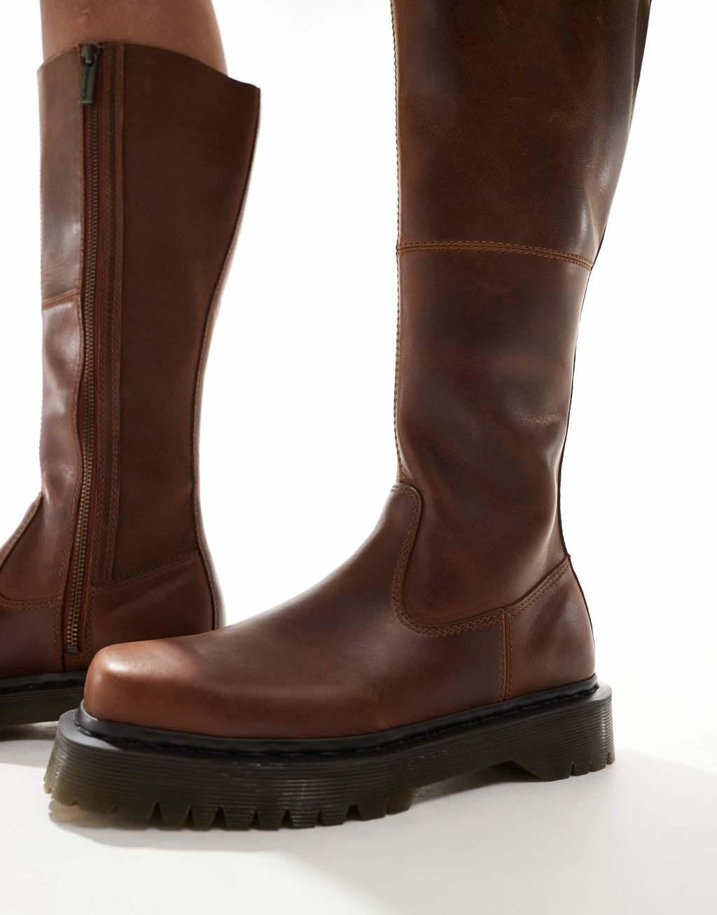 Dr Martens Amaayah knee high boots in brown Product Image