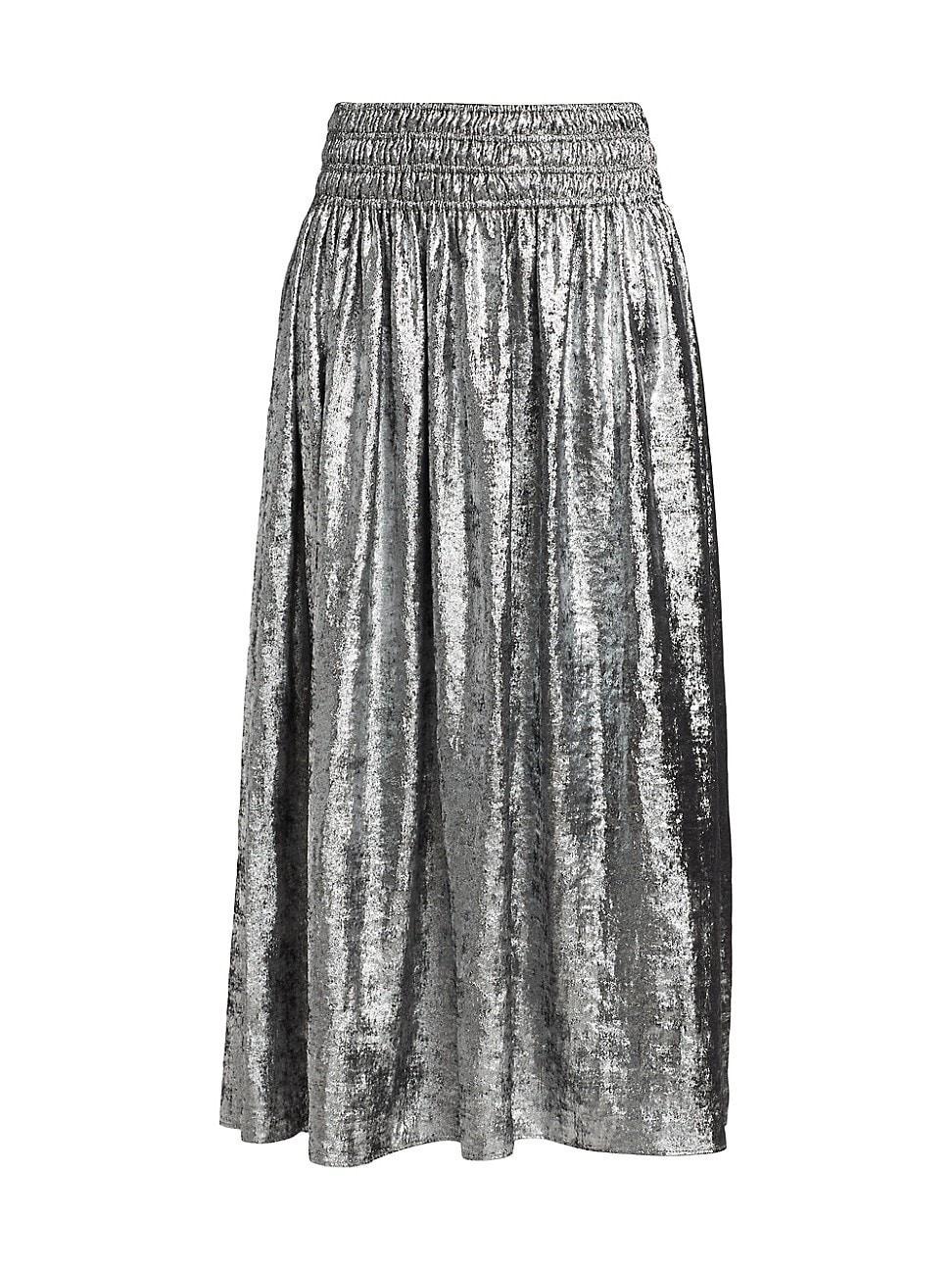 Womens Viola Crushed Velvet Midi-Skirt Product Image