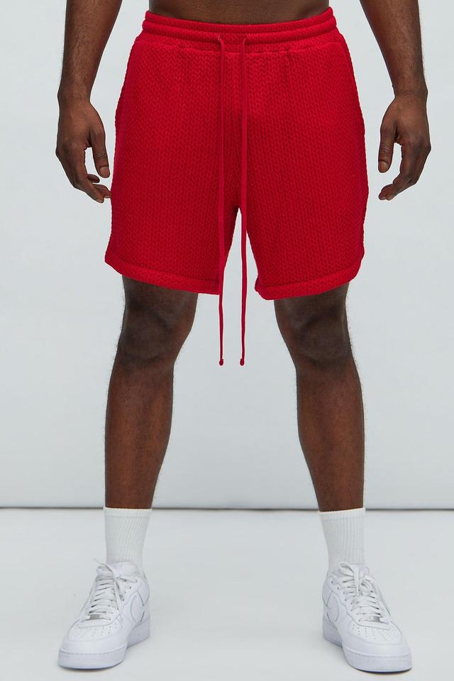 Catanina Textured Shorts - Red Product Image