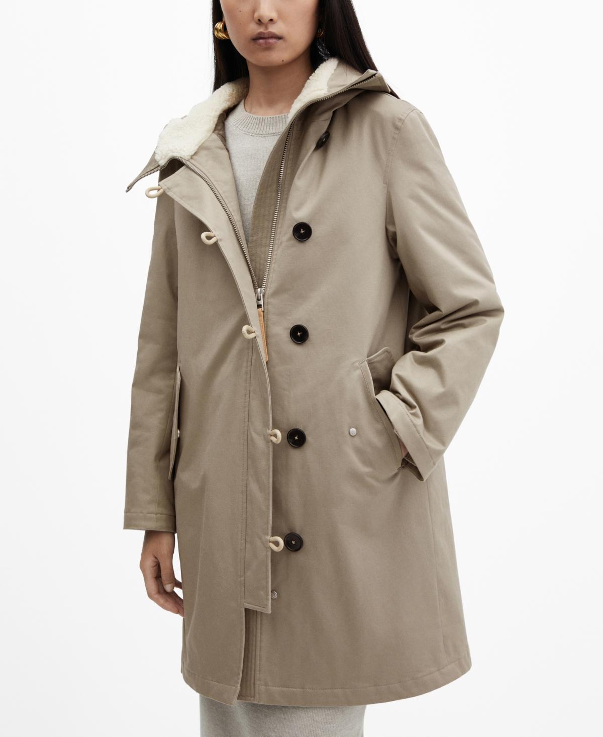 Mango Womens Shearling Collar Midi Parka product image