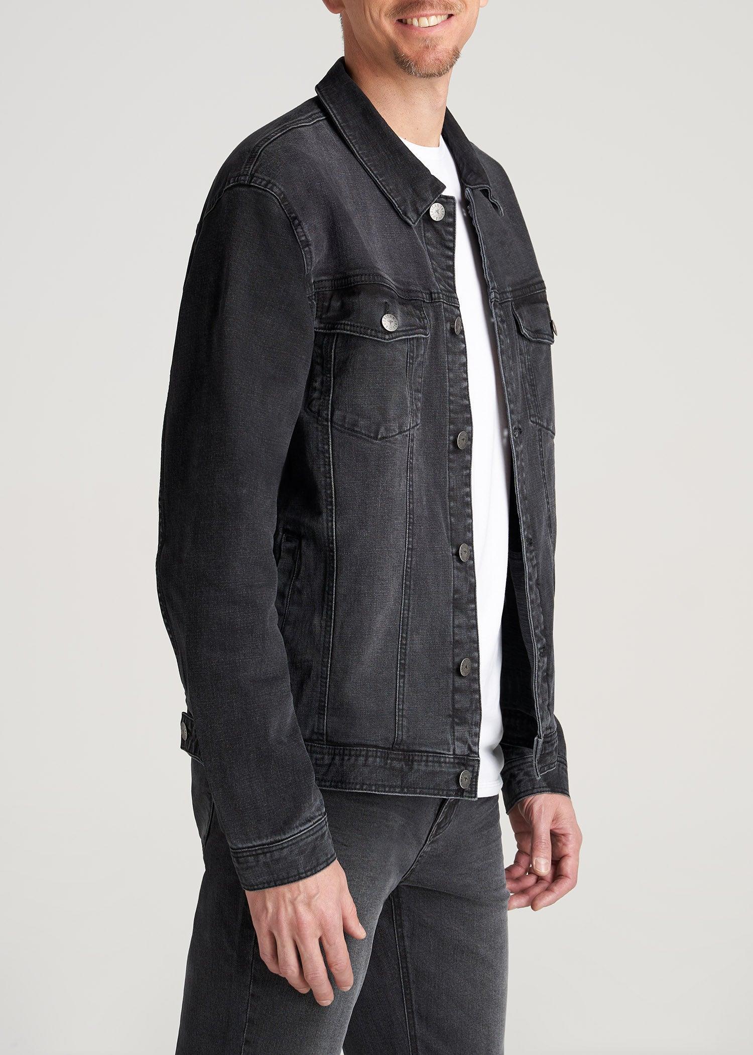 Men's Tall Denim Trucker Jacket in Washed Black Male Product Image