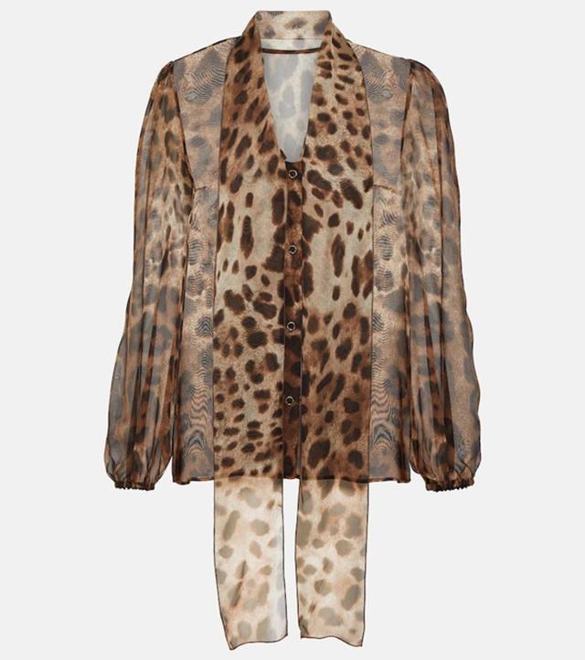 Leopard-print Silk Chiffon Blouse Product Image