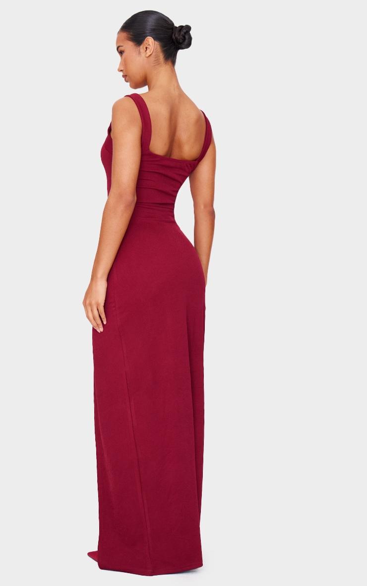 Burgundy Straight Neck Maxi Dress Product Image