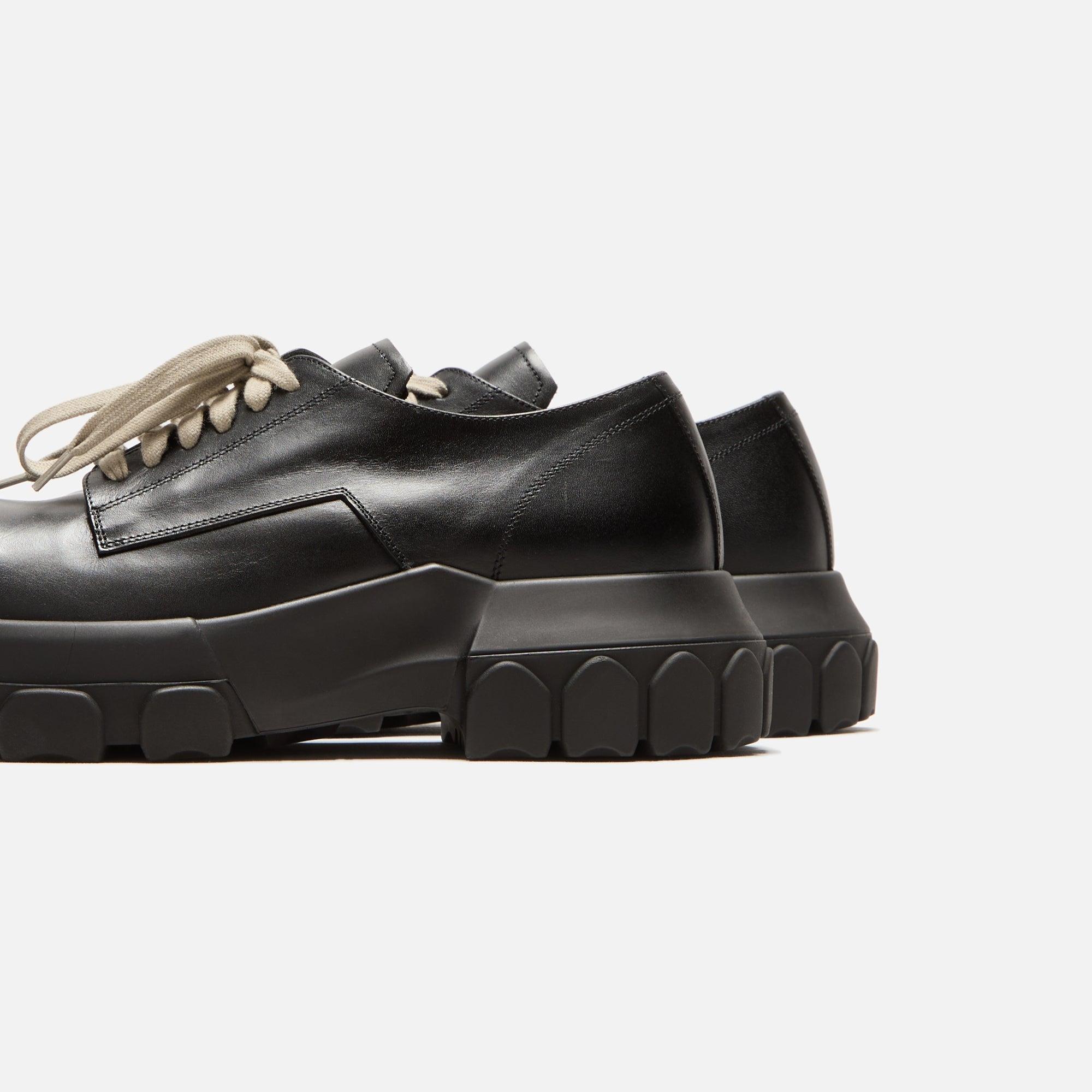 Rick Owens Laceup Bozo Tractor - Black /Black Scarpe in Pelle Male Product Image