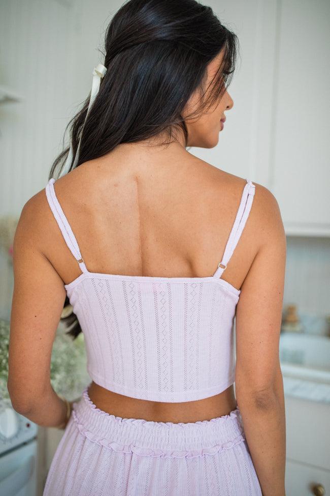 At This Time Lavender Pointelle Lounge Cami And Cardigan Product Image