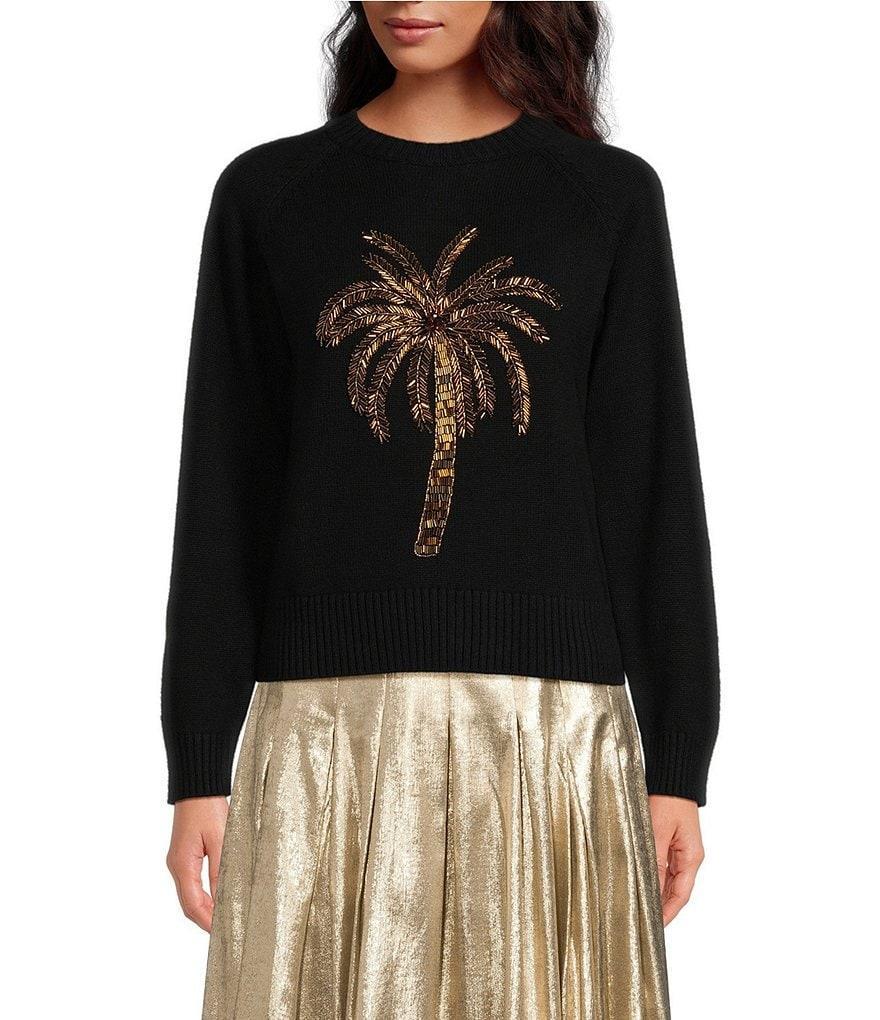 Mestiza New York Delilah Knit Crew Neck Palm Tree Embroidered Sweater Product Image