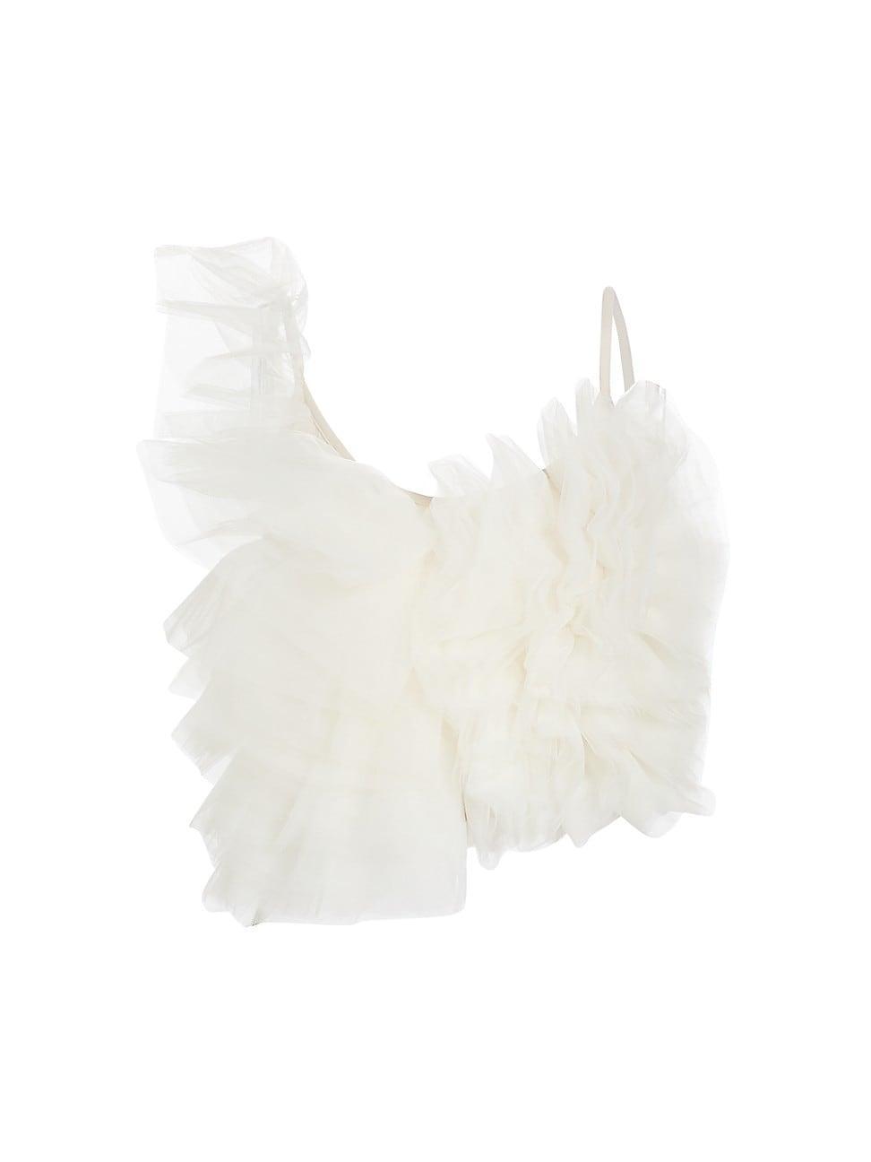 Womens Ruffled Tulle One-Shoulder Top Product Image