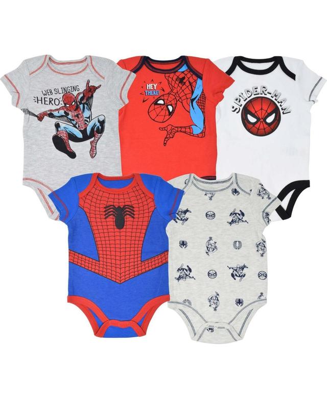 Marvel Baby Boys Avengers Spider-Man Iron Man Hulk Captain America Baby 5 Pack Bodysuits Newborn to Product Image