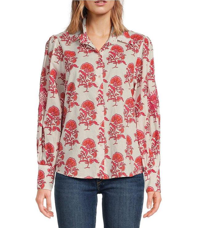 Ro's Garden Norway Printed Button Front Long Sleeve Top Product Image