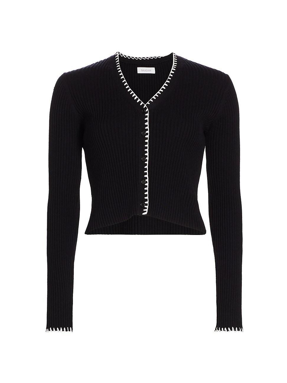 Womens Cotton & Cashmere Rib-Knit Cardigan Product Image