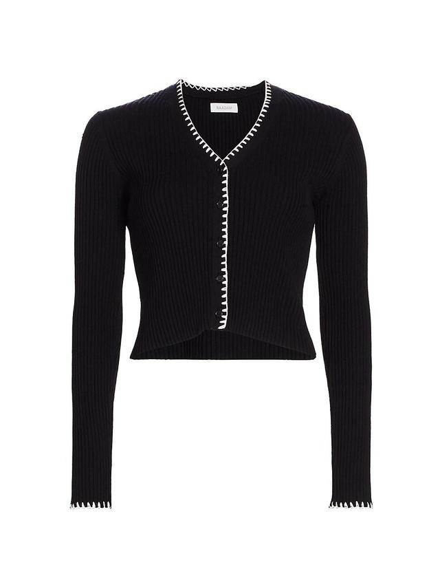 Womens Cotton & Cashmere Rib-Knit Cardigan Product Image