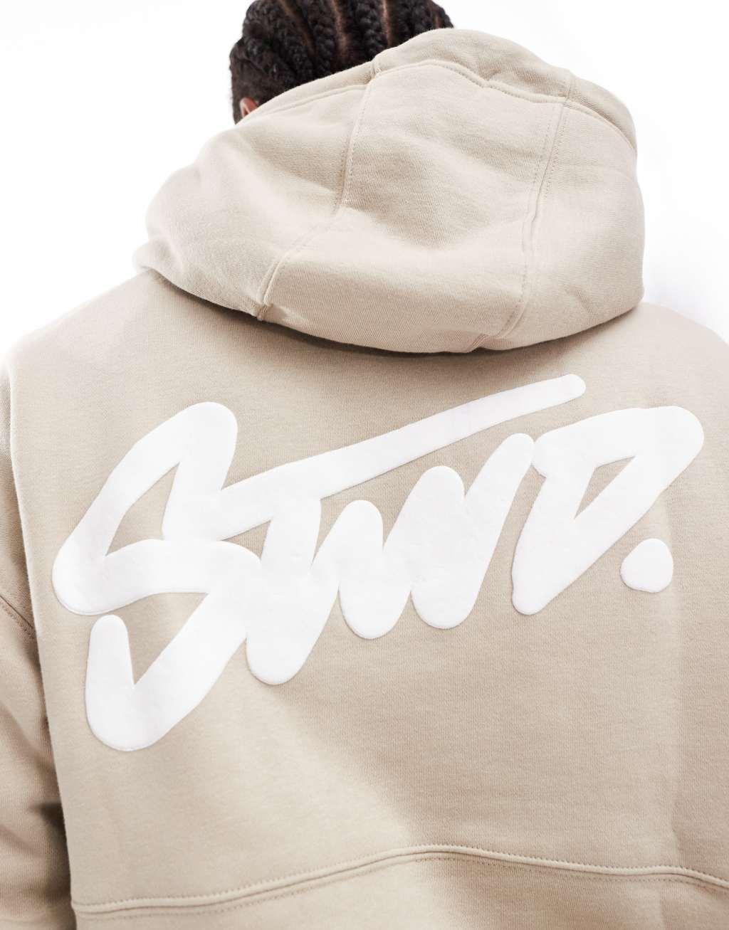 Pull&Bear STWD hoodie in ecru Product Image