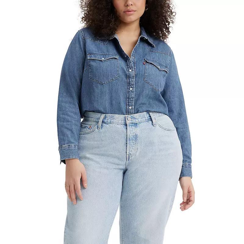 Plus Size Levis Western Denim Shirt, Womens Product Image