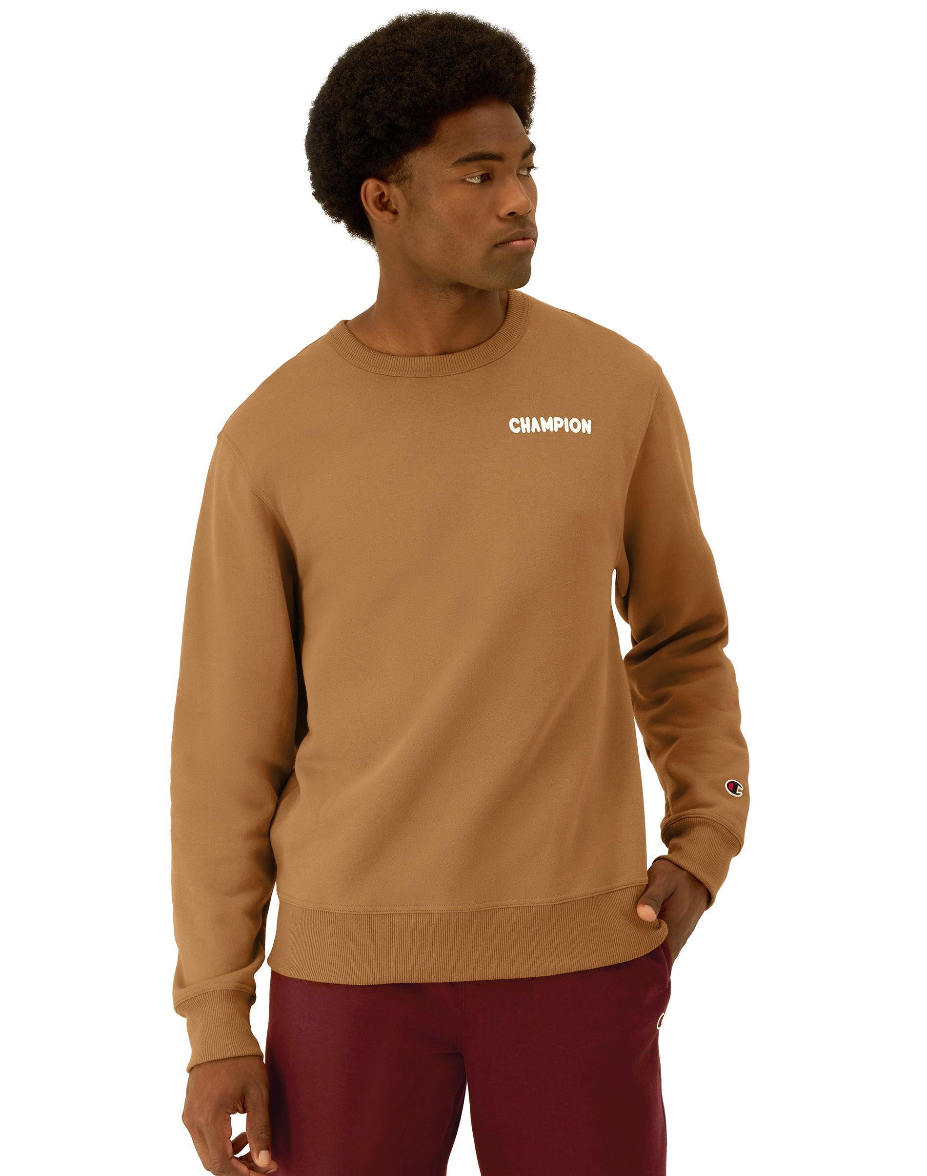 Mens Champion Powerblend Crewneck Sweatshirt, Surplus Goods Briefly Brown M Product Image