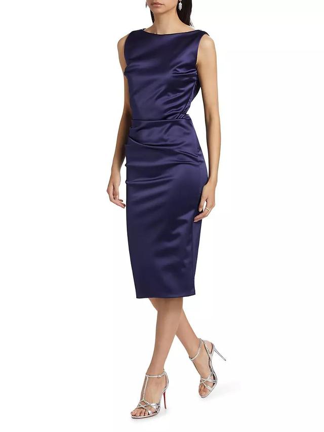 Ajour Satin Boatneck Midi-Dress Product Image