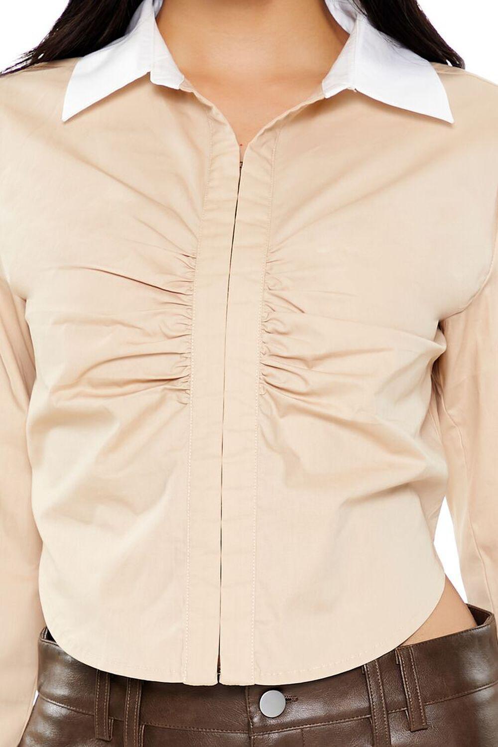 Two-Tone Curved-Hem Shirt | Forever 21 Product Image