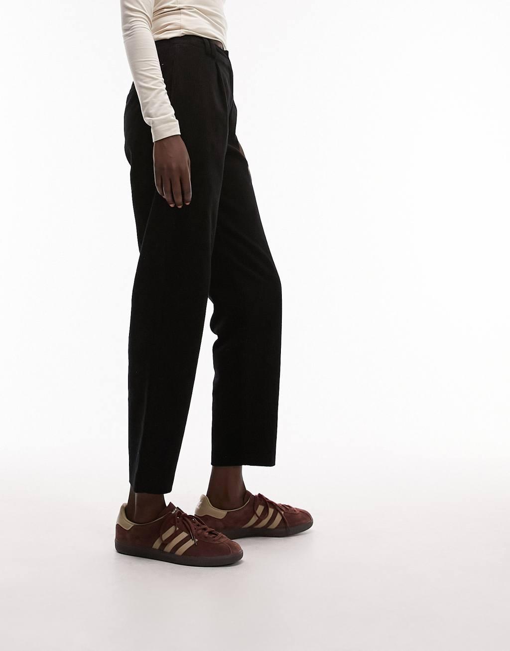 Topshop Tall cord peg pants in black Product Image