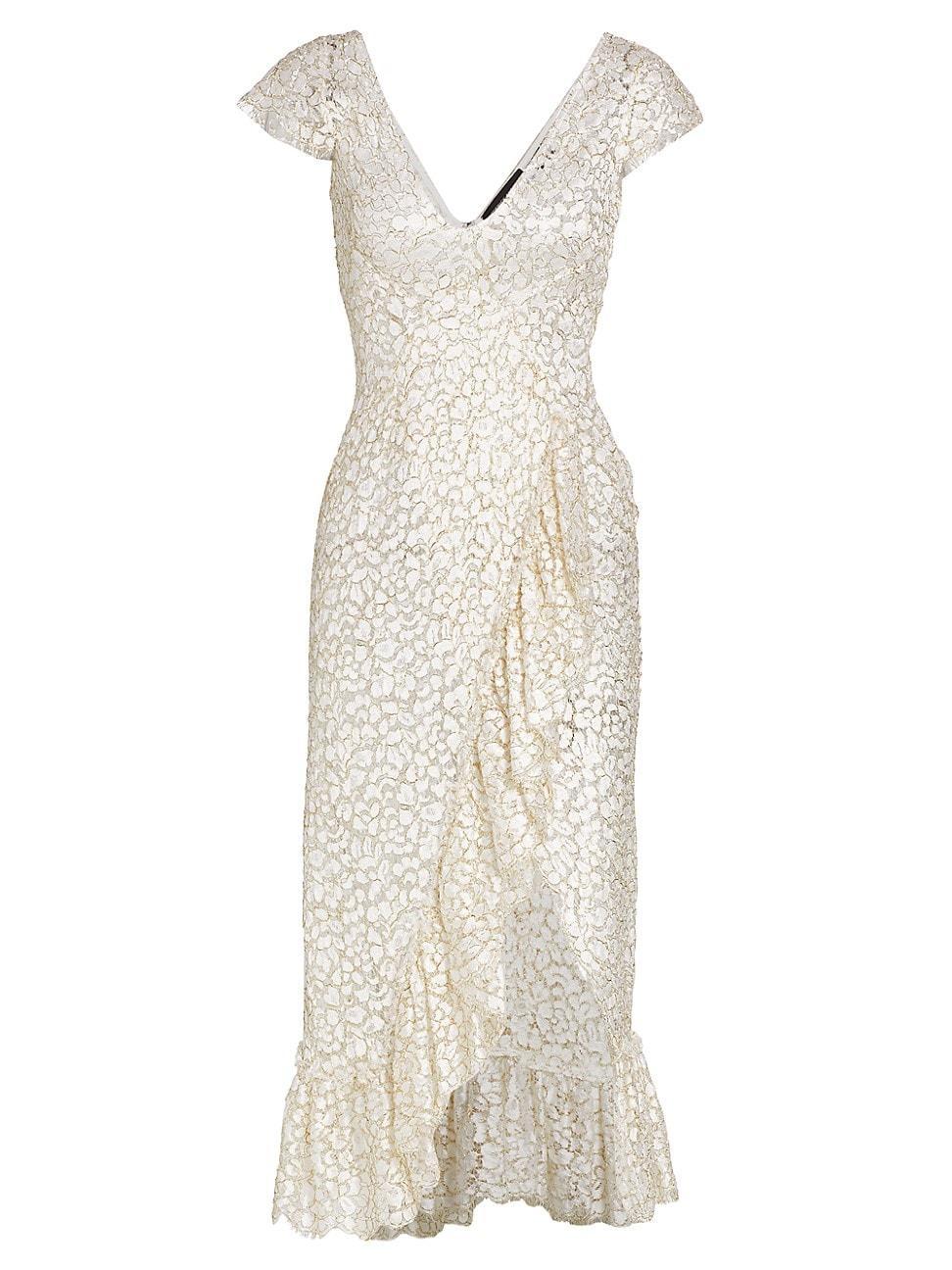 Womens Chantilly Lace Surplice Midi Dress Product Image