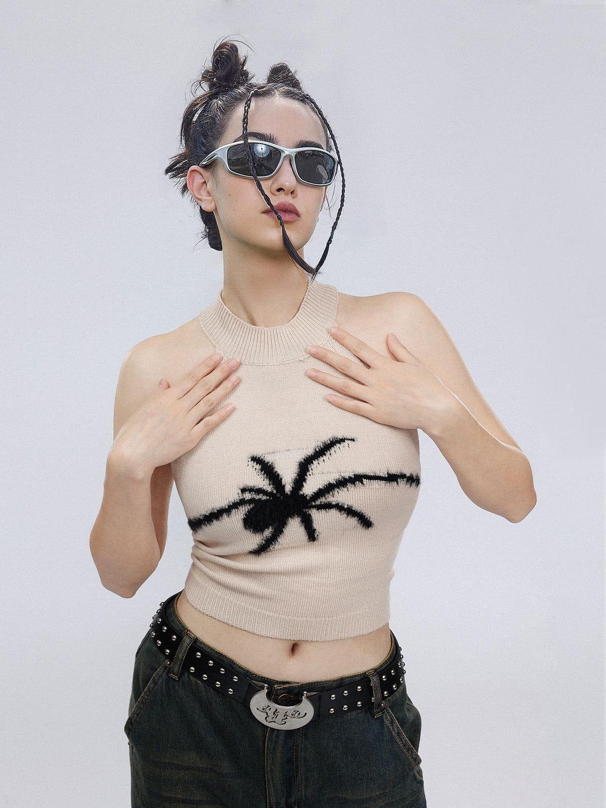 Spider Embroidery Knit Cami Top Female Product Image