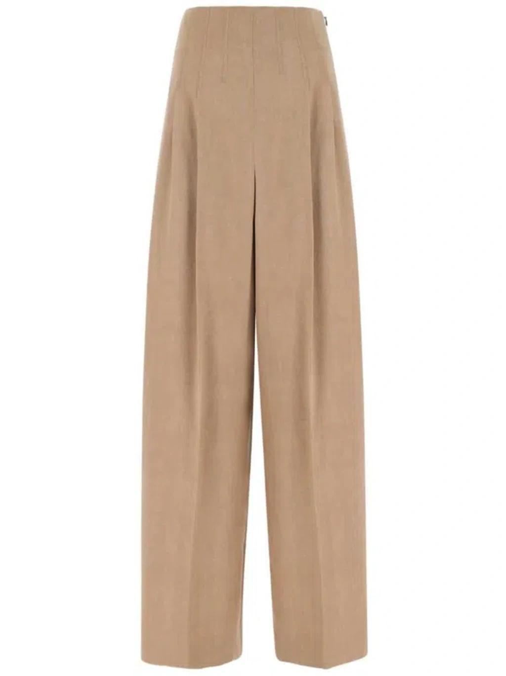 Virgin Wool Wide-leg Trousers In Brown product image