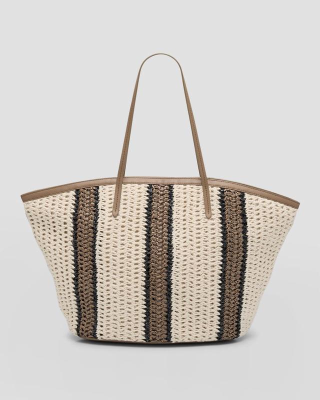 Womens Raffia Effect Knit Striped Shopper Bag Product Image